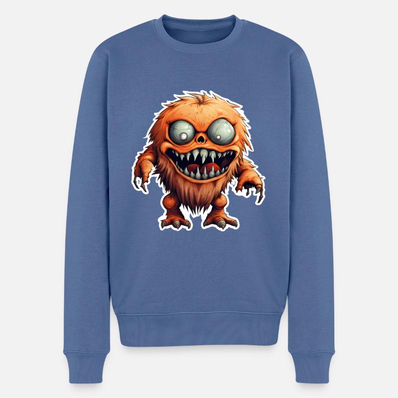 Halloween Monsterchen - Männer Premium Bio Pullover - Taubenblau