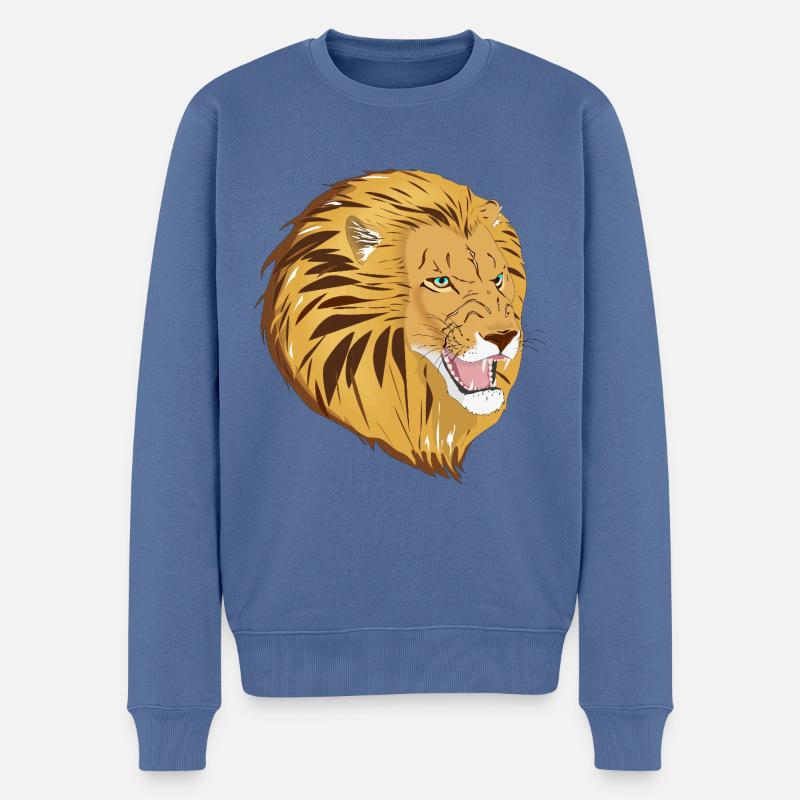 Lio der Löwe - Männer Premium Bio Pullover - Taubenblau