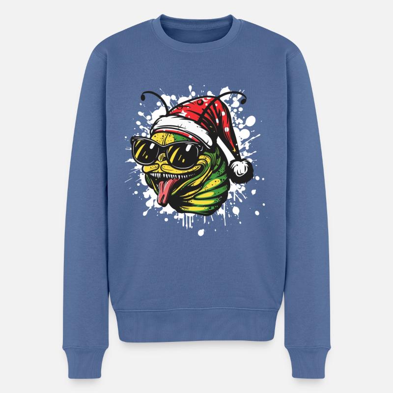 Wurm Weihnachten Lustig - Männer Premium Bio Pullover - Taubenblau