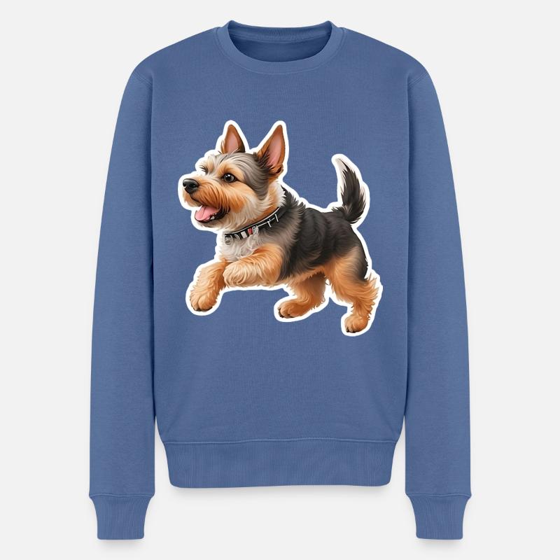 Yorkshire Terrier - Pull Premium bio Homme - bleu pigeon