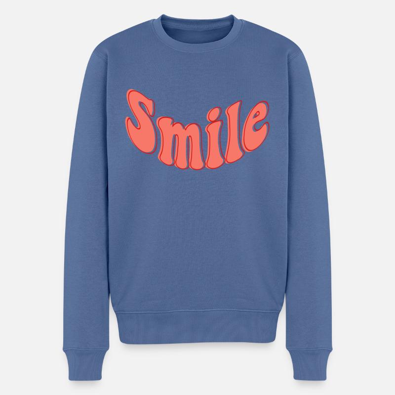 Smile - Männer Premium Bio Pullover - Taubenblau