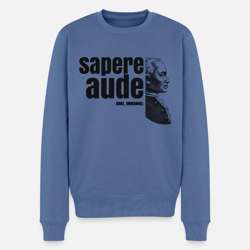 SAPERE AUDE IMMANUEL KANT ZITAT PHILOSOPHEN - Männer Premium Bio Pullover - Taubenblau
