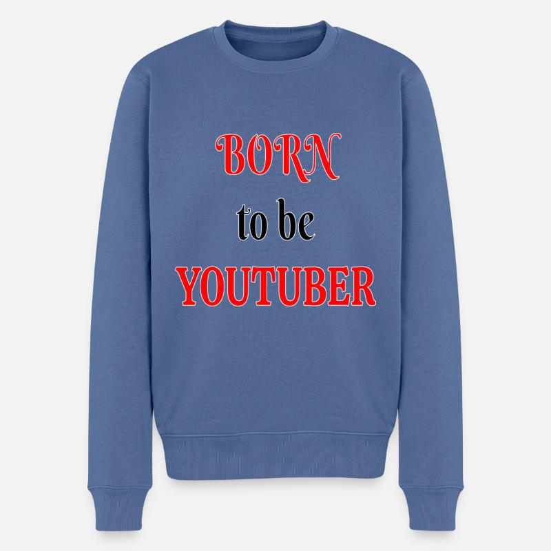 Geboren als Youtuber - Männer Premium Bio Pullover - Taubenblau