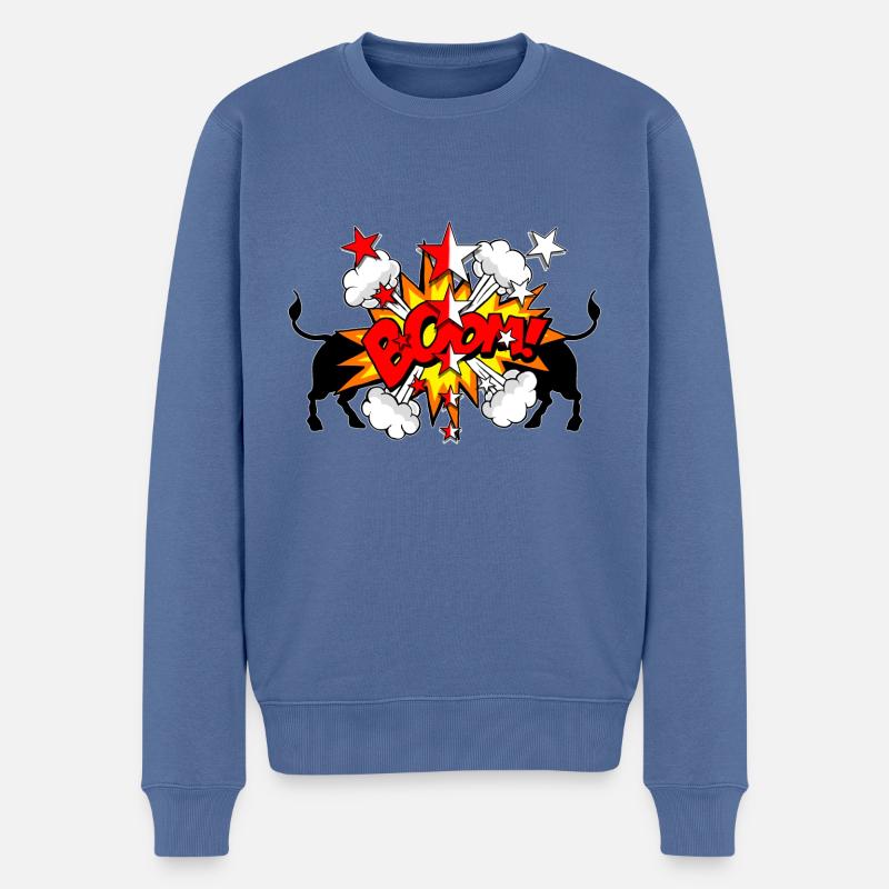 Vache d'herens BOOM! - Pull Premium bio Homme - bleu pigeon