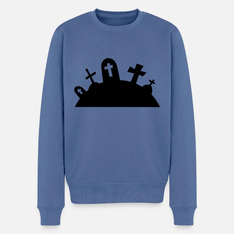 Gräber Friedhof Halloween / graveyard graves - Männer Premium Bio Pullover - Taubenblau