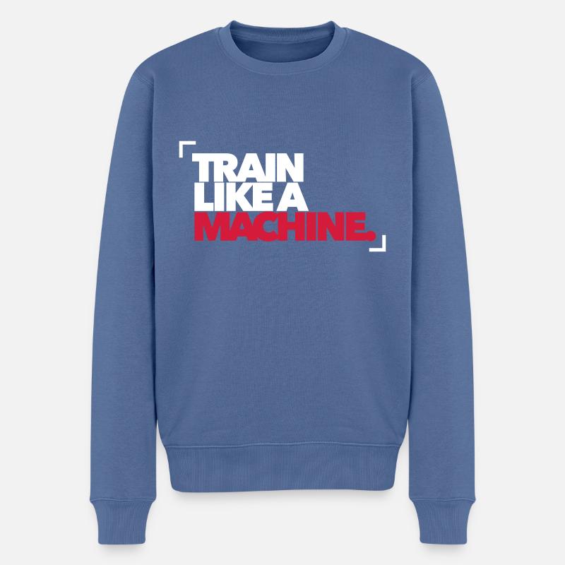 Train like a Machine - Fitness - Gym - Männer Premium Bio Pullover - Taubenblau