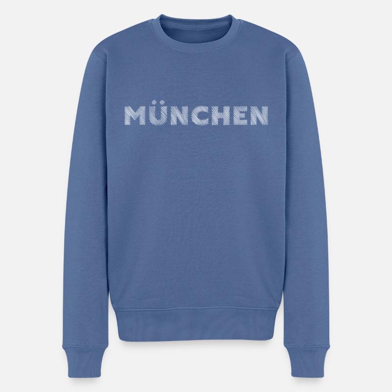 Munich Bavière German City Hatching lettrage - Pull Premium bio Homme - bleu pigeon