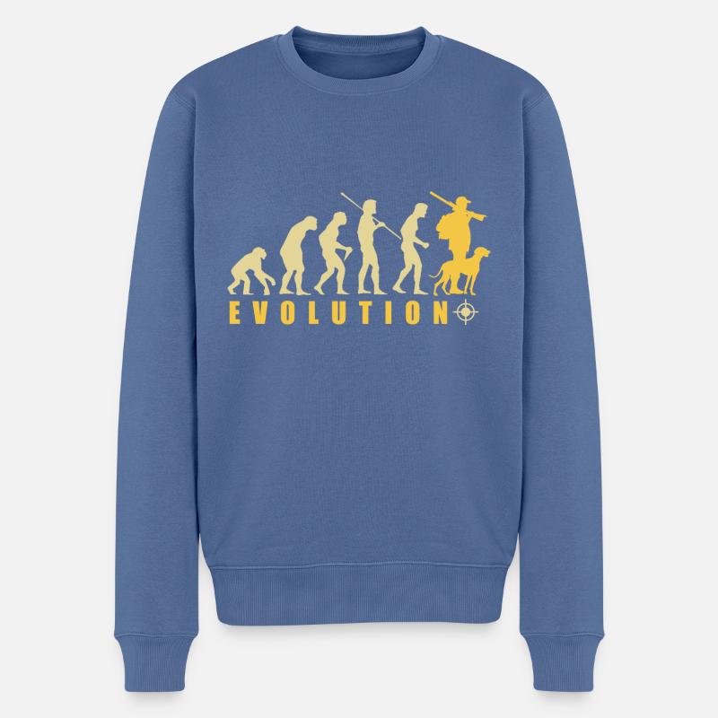 Evolution Hunter Funny Hunting Gift - Men's Premium Organic Jumper - stone blue