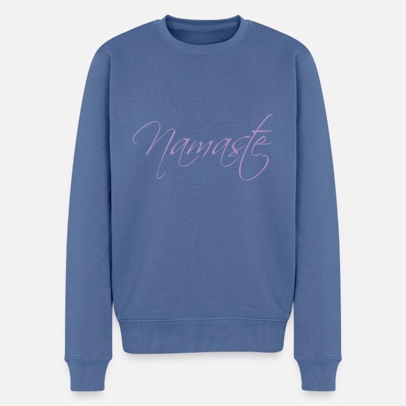 Yoga, Namaste - Männer Premium Bio Pullover - Taubenblau