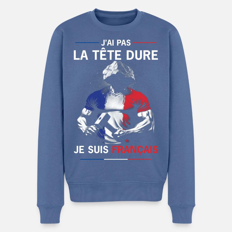LEITER FRANKREICH - Männer Premium Bio Pullover - Taubenblau