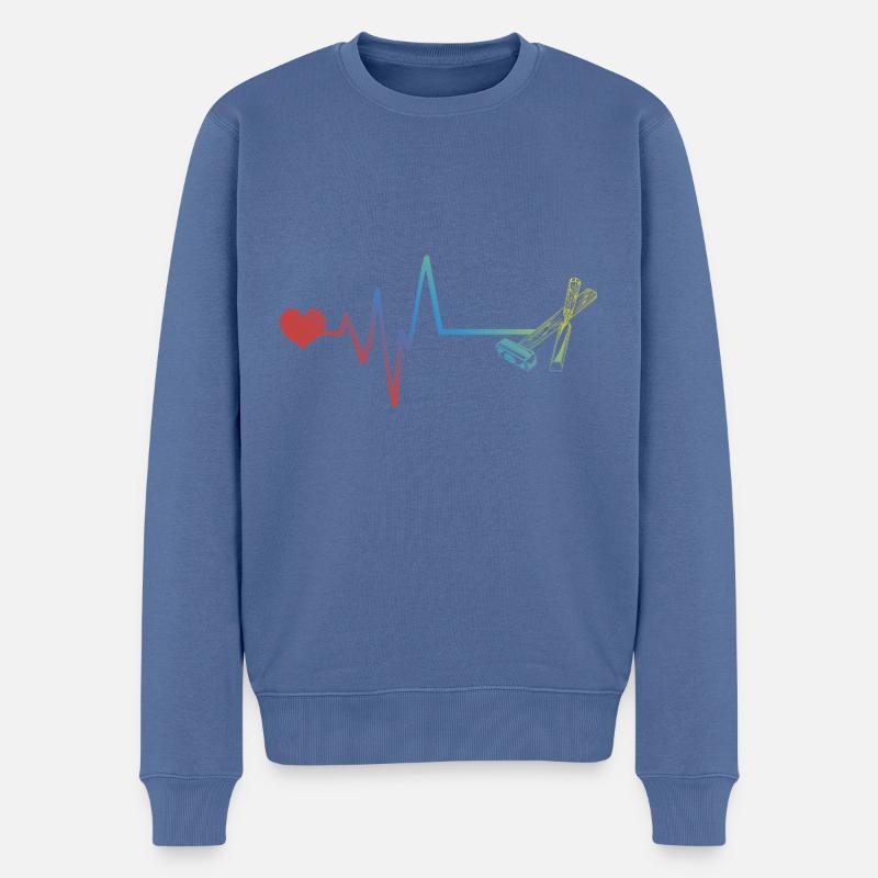 Hammer Werkzeug Puls Herzschlag - Männer Premium Bio Pullover - Taubenblau