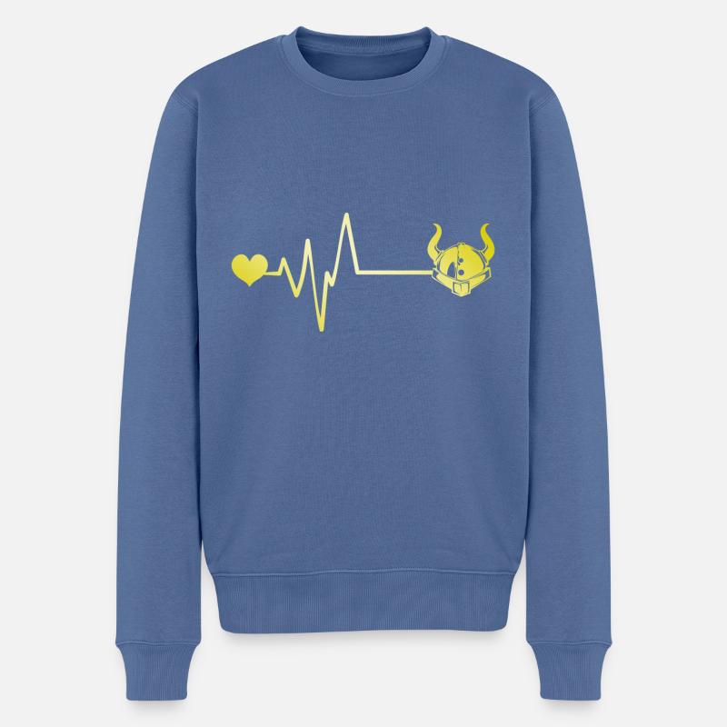 Wikinger Helm Puls Herz Liebe - Männer Premium Bio Pullover - Taubenblau