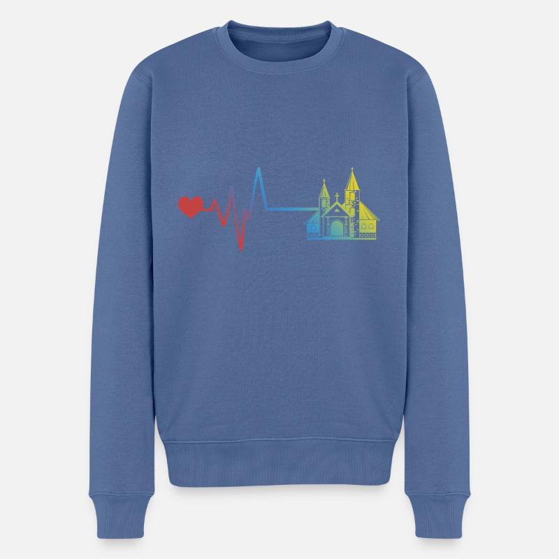 Kirche Puls Herzschlag - Männer Premium Bio Pullover - Taubenblau