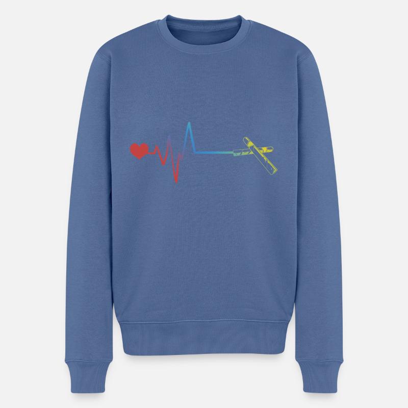 Zigarre Puls Herzschlag - Männer Premium Bio Pullover - Taubenblau