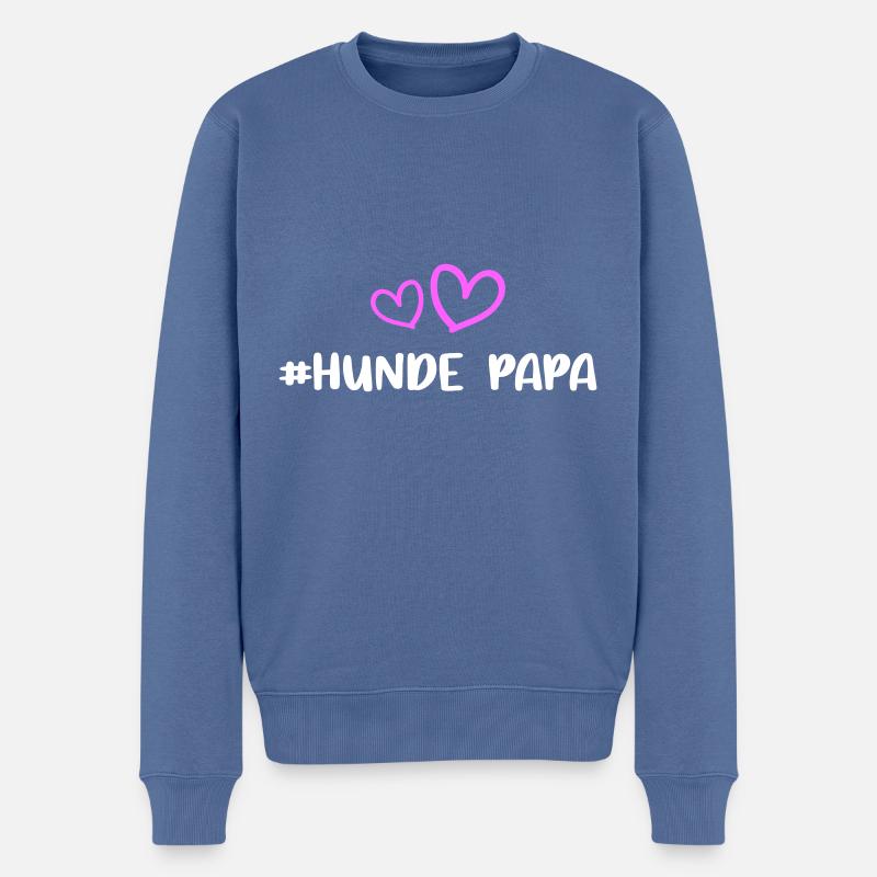Hunde Papa Herz - Männer Premium Bio Pullover - Taubenblau