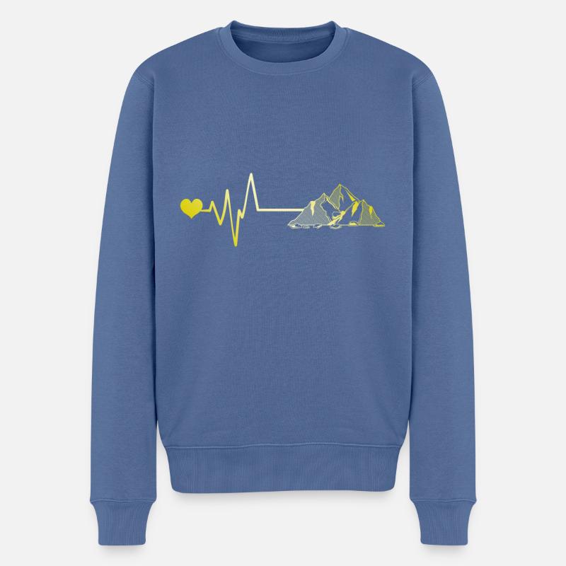 Berge Herzschlag - Männer Premium Bio Pullover - Taubenblau