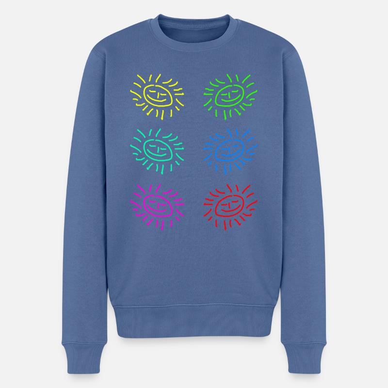 sun sticker yellow red - Männer Premium Bio Pullover - Taubenblau