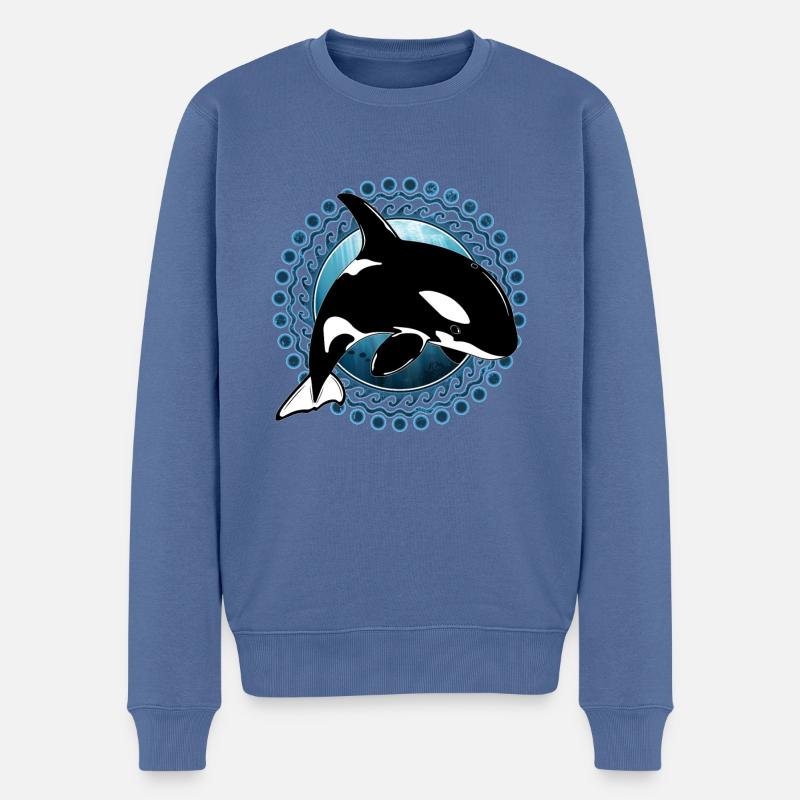 Orca Killerwal - Männer Premium Bio Pullover - Taubenblau