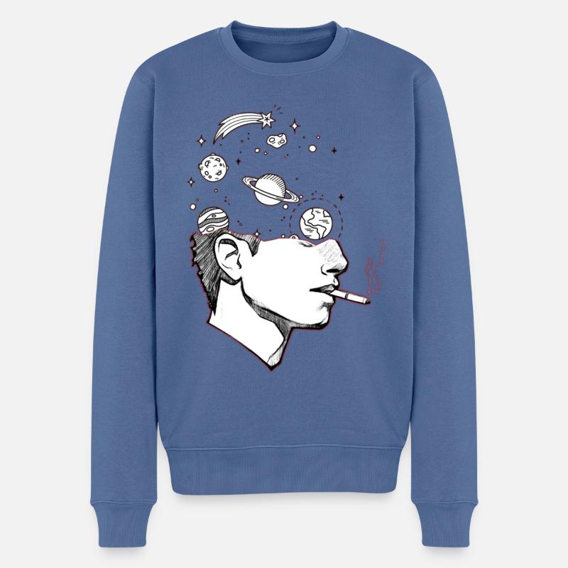 Space in a Man - Pull Premium bio Homme - bleu pigeon
