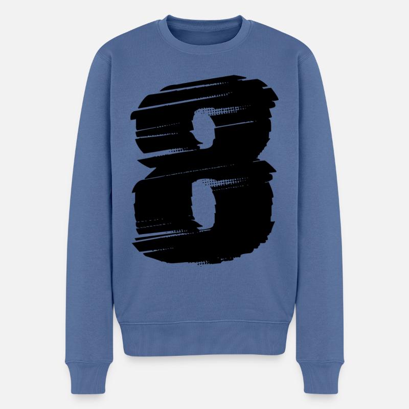 8 Zahl Trikot - Männer Premium Bio Pullover - Taubenblau