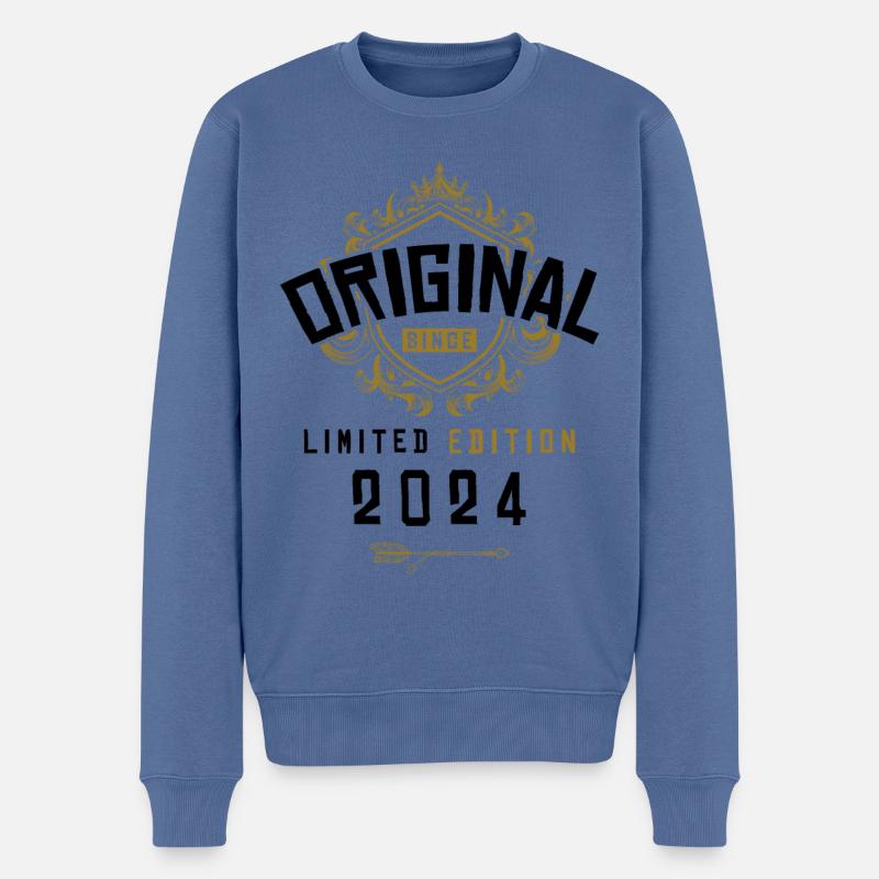 Anniversaire édition limitée 2024 - Pull Premium bio Homme - bleu pigeon