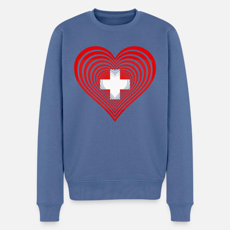 Schweiz Swiss - Männer Premium Bio Pullover - Taubenblau