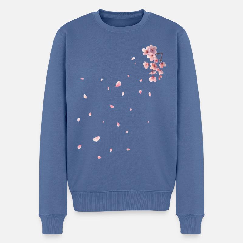 Sakura - Fleurs de cerisier - Pull Premium bio Homme - bleu pigeon