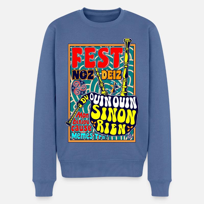 Mon biniou cause (du "ouin-ouin" sinon rien) - Pull Premium bio Homme - bleu pigeon