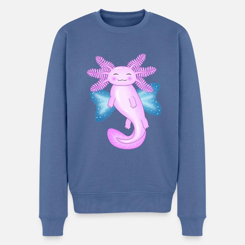 Engel Axolotl - Männer Premium Bio Pullover - Taubenblau
