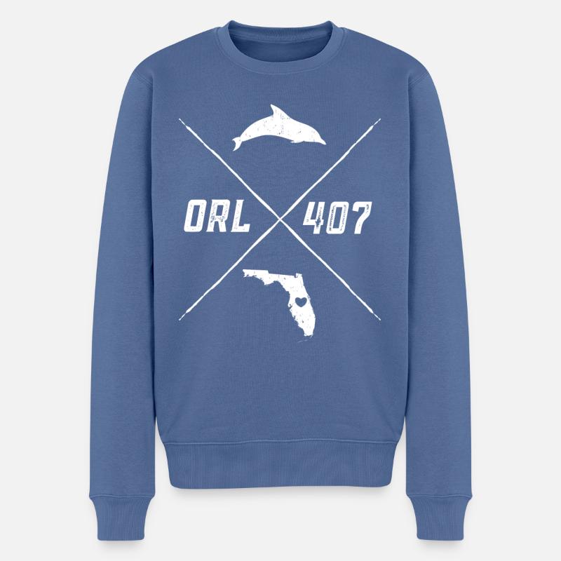Orlando Floride - Pull Premium bio Homme - bleu pigeon