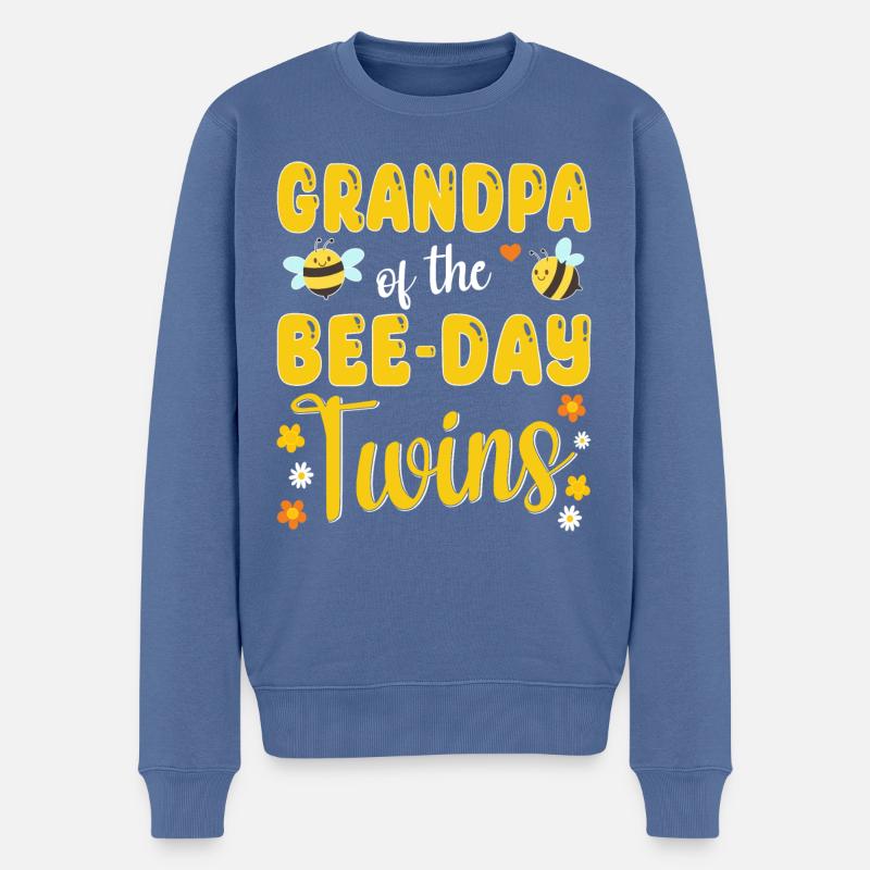 Opa der Bee Day Zwillinge - Männer Premium Bio Pullover - Taubenblau