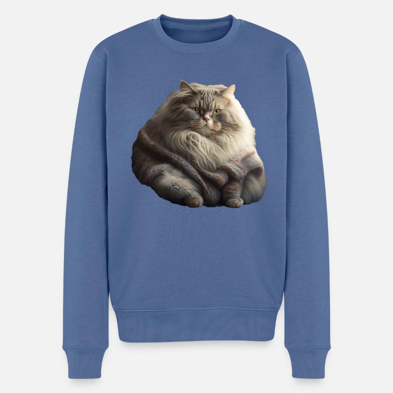 Mignon Cat Tricoté Pull - Pull Premium bio Homme - bleu pigeon