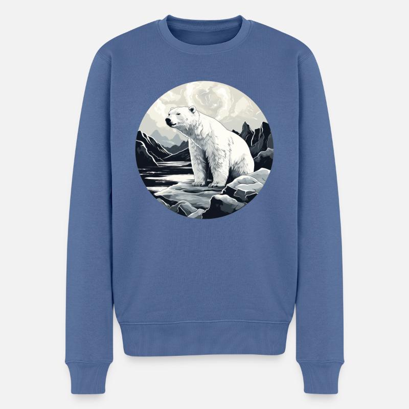 Eisbär - Männer Premium Bio Pullover - Taubenblau