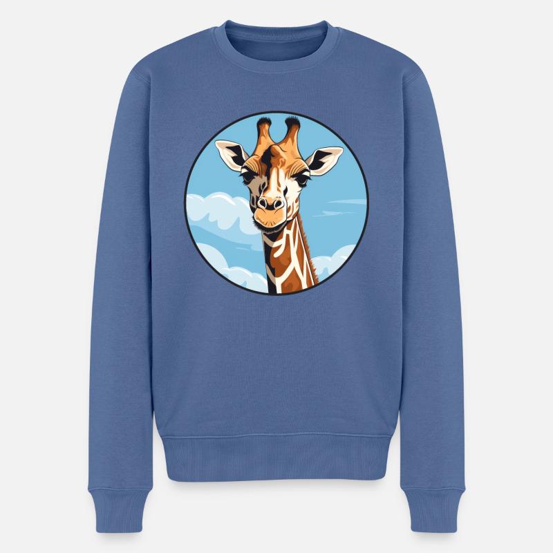 Giraffe - Männer Premium Bio Pullover - Taubenblau