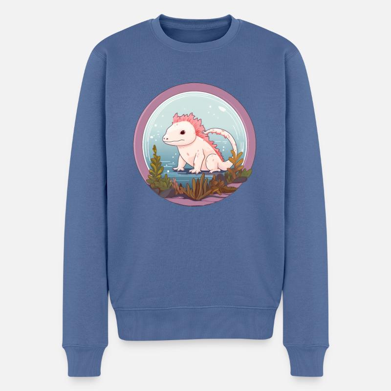Axolotl - Männer Premium Bio Pullover - Taubenblau