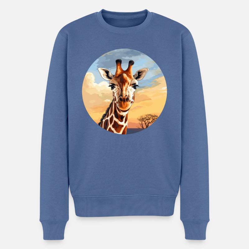 Giraffe - Männer Premium Bio Pullover - Taubenblau