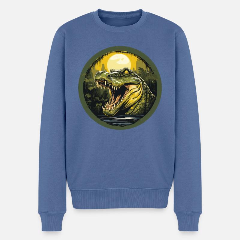 Krokodil - Männer Premium Bio Pullover - Taubenblau