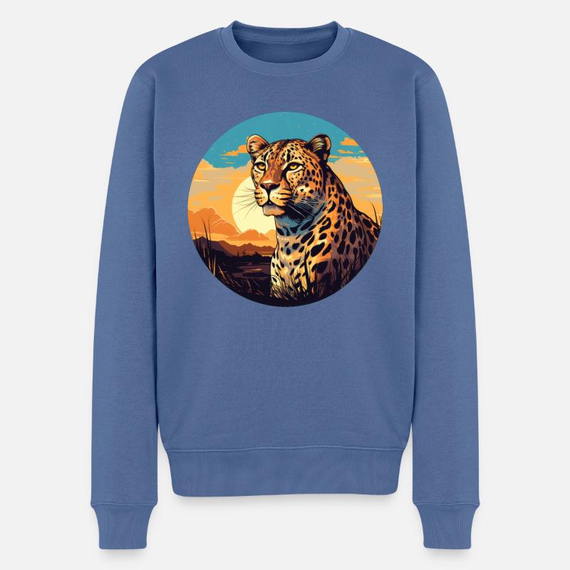Leopard - Männer Premium Bio Pullover - Taubenblau