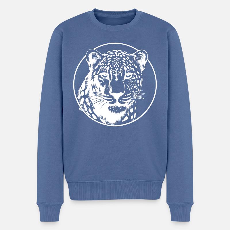 Leopard - Männer Premium Bio Pullover - Taubenblau