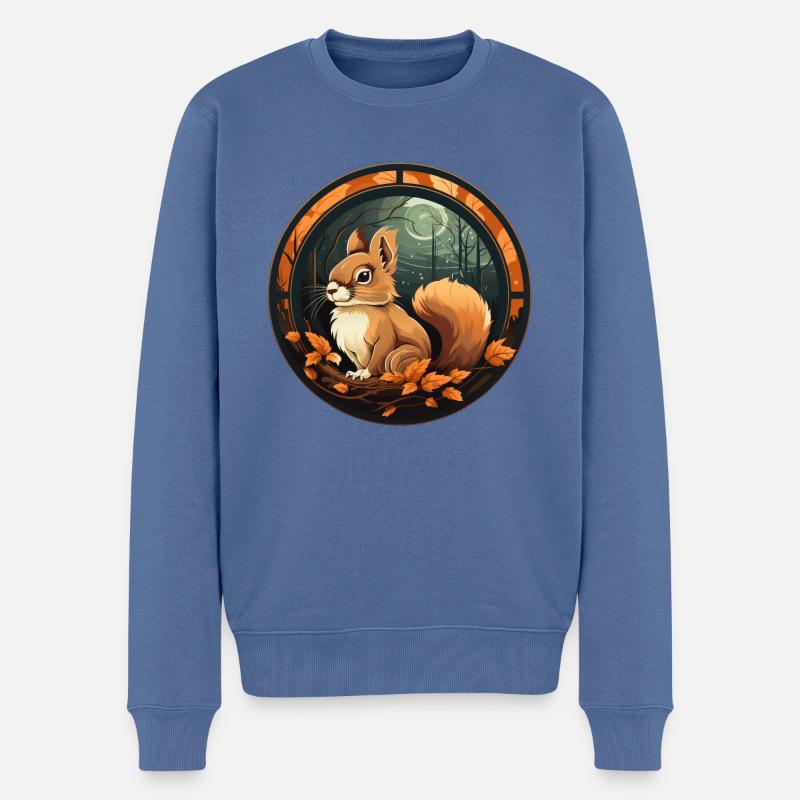 Eichhörnchen - Männer Premium Bio Pullover - Taubenblau