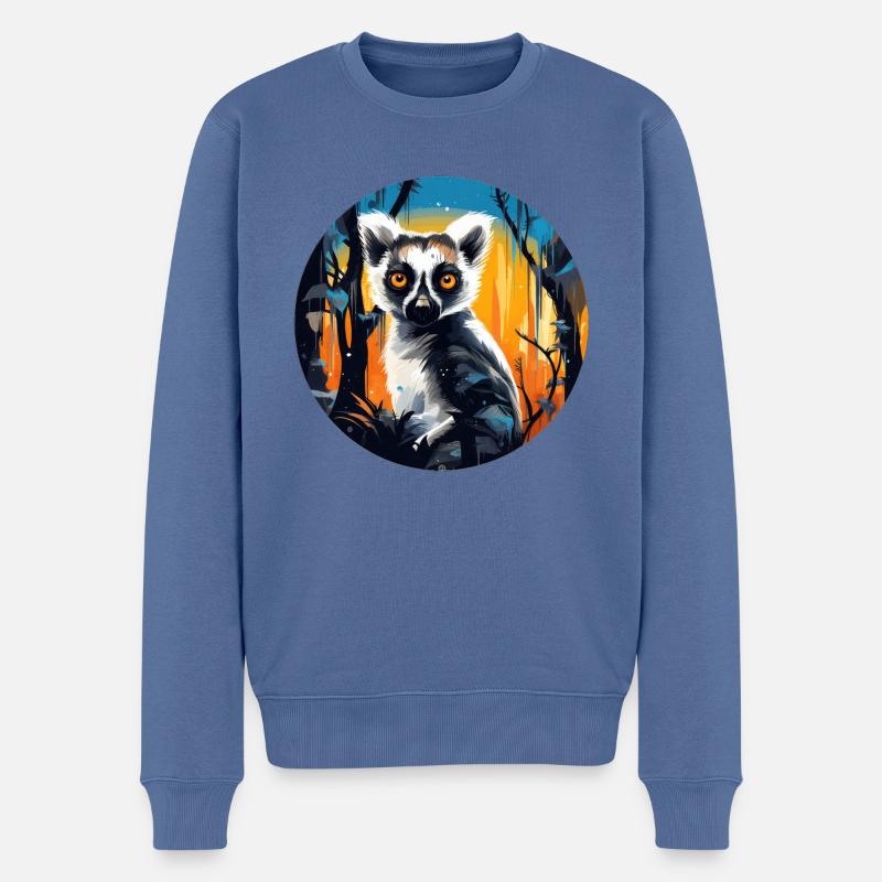 Lemur - Männer Premium Bio Pullover - Taubenblau