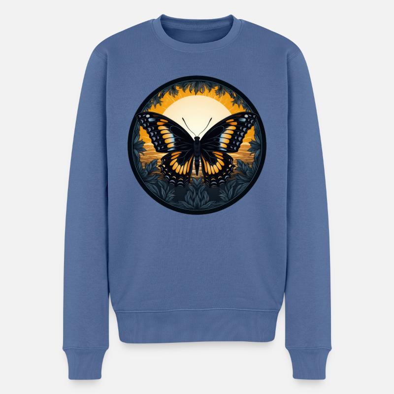 Schmetterling - Männer Premium Bio Pullover - Taubenblau