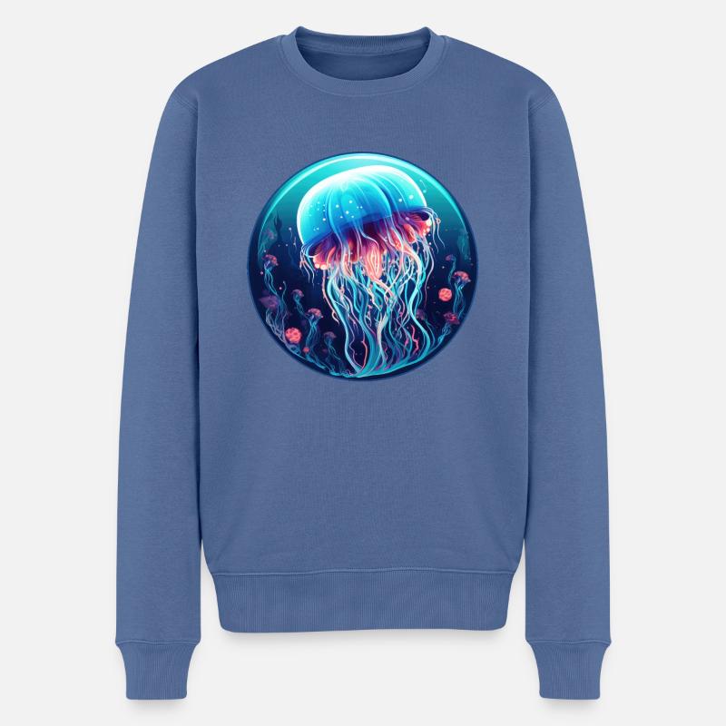 Qualle - Männer Premium Bio Pullover - Taubenblau