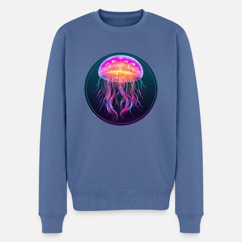 Qualle - Männer Premium Bio Pullover - Taubenblau