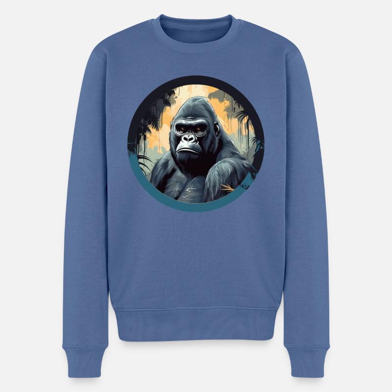 Gorilla - Männer Premium Bio Pullover - Taubenblau