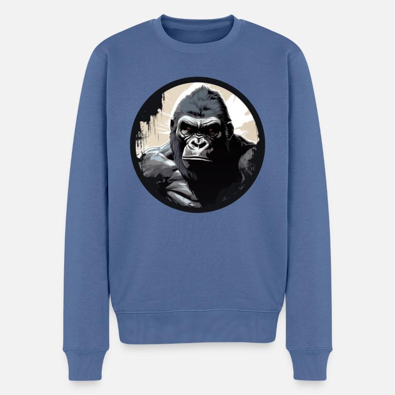 Gorilla - Männer Premium Bio Pullover - Taubenblau