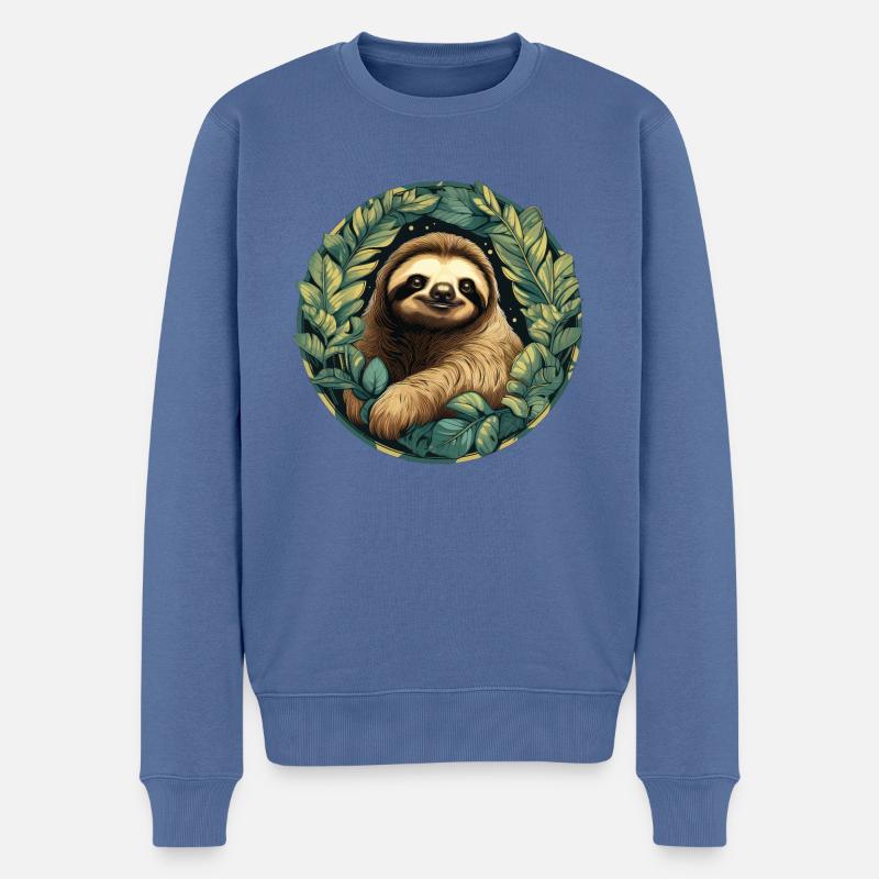 Faultier - Männer Premium Bio Pullover - Taubenblau