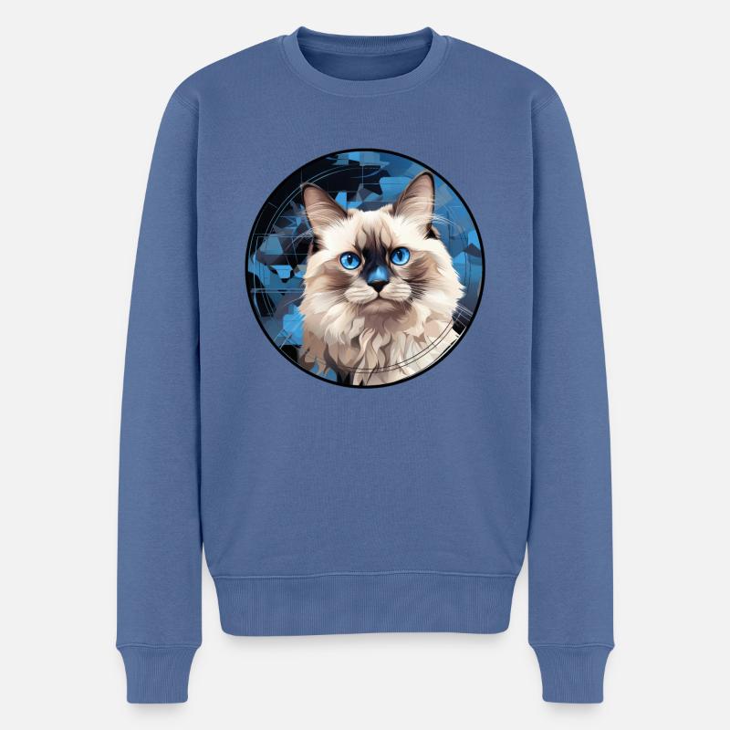 Ragdoll Katze - Männer Premium Bio Pullover - Taubenblau