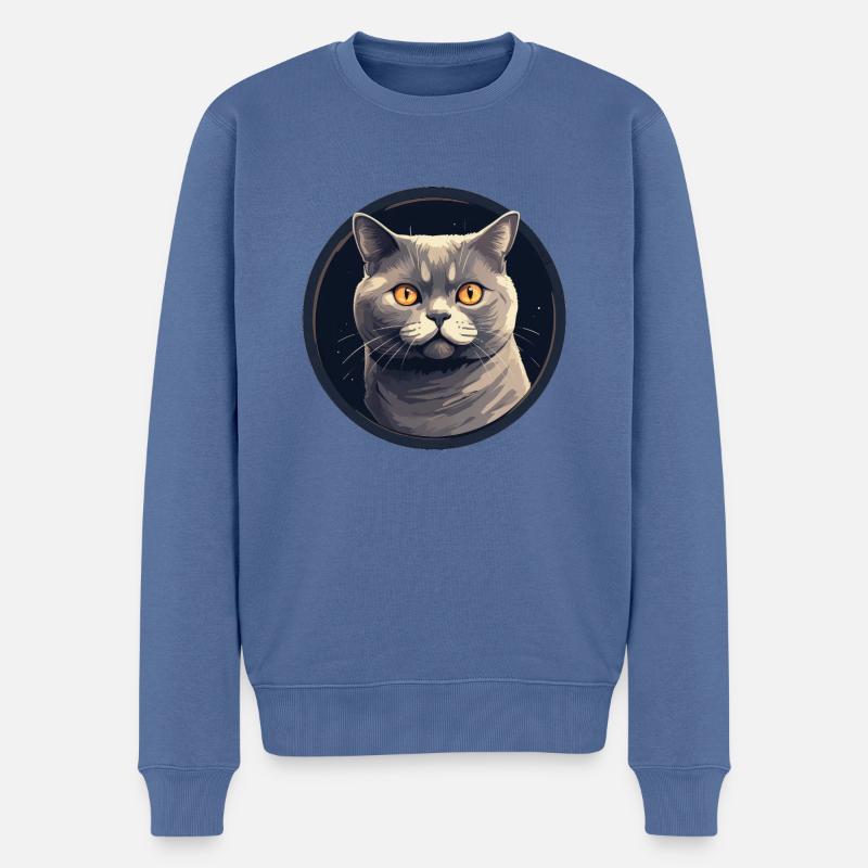 Britisch Kurzhaar Katze - Männer Premium Bio Pullover - Taubenblau