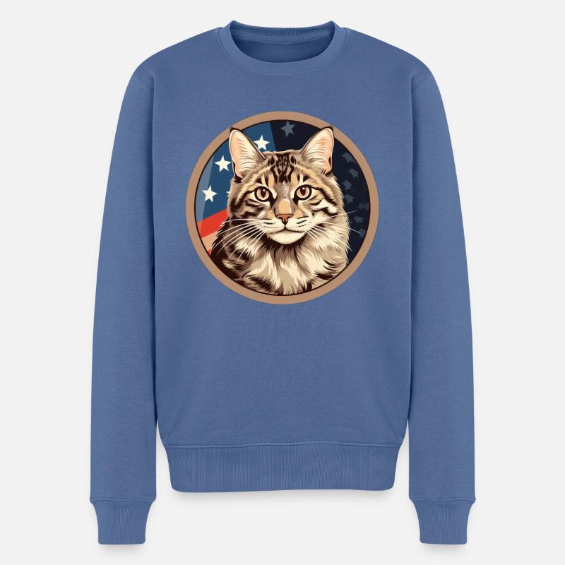 Chat bobtail américain - Pull Premium bio Homme - bleu pigeon